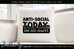 ANTI-SOCIAL Funny Quote SVG Sarcastic T-shirt Mug Design Product Image 2