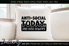 ANTI-SOCIAL Funny Quote SVG Sarcastic T-shirt Mug Design Product Image 2