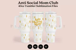 anti social mom club 40oz quencher tumbler sublimation full wrap high resolution transparant background