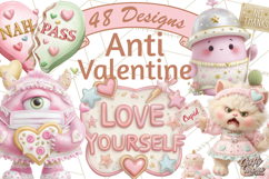 Anti Valentine Self Love Clipart PNG Sarcastic Galentine Product Image 1