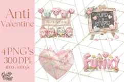 Anti Valentine Self Love Clipart PNG Sarcastic Galentine Product Image 1