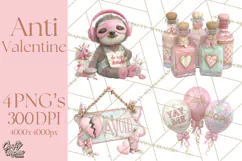 Anti Valentine Self Love Clipart PNG Sarcastic Galentine Product Image 1