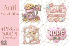 Anti Valentine Self Love Clipart PNG Sarcastic Galentine Product Image 1