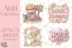 Anti Valentine Self Love Clipart PNG Sarcastic Galentine Product Image 1