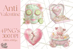 Anti Valentine Self Love Clipart PNG Sarcastic Galentine Product Image 1