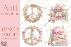 Anti Valentine Self Love Clipart PNG Sarcastic Galentine Product Image 1