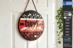 Anti Valentine Day Laser Cut | Sarcastic Round Door Sign SVG Product Image 1