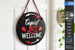 Anti Valentine Day Laser Cut | Sarcastic Round Door Sign SVG Product Image 1