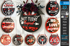 Anti Valentine Day Signs Laser Cut Bundle | Round Door Signs Product Image 1