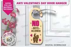 Anti Valentines Day Door Hanger Laser Cut. Love Sign SVG Product Image 1