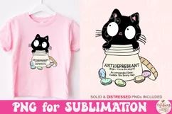 Antidepressant Cat PNG, Funny Mental Health Sublimation Product Image 2