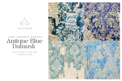 Antique Blue Damask Digital Papers Product Image 1