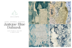Antique Blue Damask Digital Papers Product Image 1