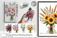 Botanical Wedding Bouquets Digital Paper Product Image 1