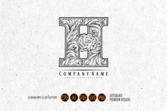 Antique elegance letter H monogram logo outline Product Image 1