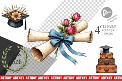 Antique Floral Graduation Clipart Product Image 1