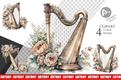 Antique Harp Clipart Product Image 1