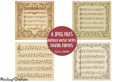 Vintage Music Note Papers Printable for Scrapbooking Crafts Product Image 1