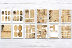 Printable neutral Junk Journal Kit Antique digital paper Product Image 2