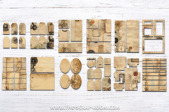 Printable neutral Junk Journal Kit Antique digital paper Product Image 3