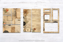 Printable neutral Junk Journal Kit Antique digital paper Product Image 5