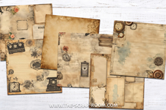 Printable neutral Junk Journal Kit Antique digital paper Product Image 8
