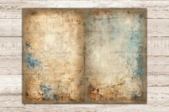 Watercolor aged papers with antique ink stained Junk Journal Pages. Vintage style background with space for text. Antique old paper textures for creating a unique book of memories and scrapbooking pages, paper crafts, stationery design, mugs, etc.