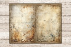 Watercolor aged papers with antique ink stained Junk Journal Pages. Vintage style background with space for text. Antique old paper textures for creating a unique book of memories and scrapbooking pages, paper crafts, stationery design, mugs, etc.