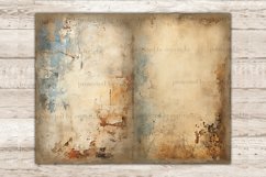 Watercolor aged papers with antique ink stained Junk Journal Pages. Vintage style background with space for text. Antique old paper textures for creating a unique book of memories and scrapbooking pages, paper crafts, stationery design, mugs, etc.