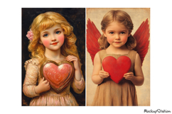 Valentine's Junk Journal Pages | Vintage Girls Portraits JPG Product Image 2