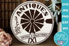Vintage Farmhouse Home Round Sign Svg | Antiques Product Image 1