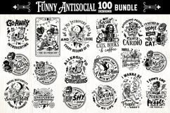 Funny Antisocial skulls svg, funny skull svg bundle 100 Product Image 3