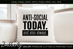 ANTI-SOCIAL Funny Quote SVG Sarcastic T-shirt Mug Design Product Image 1