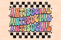 Antisocial Retro Sublimation Design PNG, Groovy Wavy Font Product Image 2
