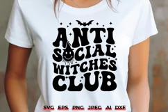 Antisocial Witches Club SVG | Retro Halloween Shirt Design Product Image 1