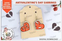 Anti Valentine&#039;s Day Earrings Laser Cut. Dangle Earrings SVG Product Image 1