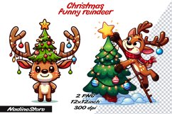 Funny Christmas reindeer Sublimation PNG. Product Image 1