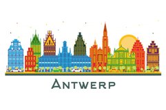 Antwerp Belgium City Skyline with Color Buildings isolated. Product Image 1