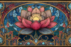 A beautiful stained glass artwork of a lotus flower Product Image 1
