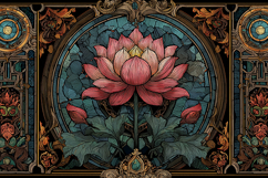 A beautiful pink lotus flower in stained glass art Product Image 1
