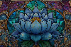 A beautiful blue lotus flower in stained glass art Product Image 1