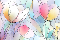 A colorful illustration of tulips in pastel shades Product Image 1