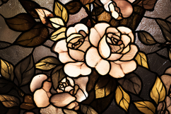 A beautiful stained glass window with roses and leaves Product Image 1