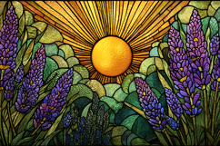 A stained glass artwork of a vibrant sunset Product Image 1