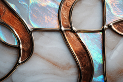 A close-up of a stained glass artwork with iridescent Product Image 1