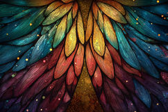 A vibrant stained glass artwork of colorful wings Product Image 1
