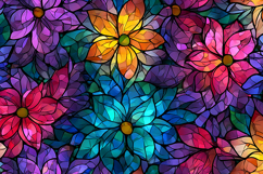A colorful stained glass artwork of vibrant flowers Product Image 1