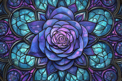 A vibrant purple rose in stained glass style Product Image 1