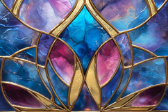 A vibrant stained glass artwork with gold accents Product Image 1