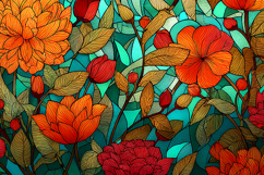 A vibrant floral pattern with colorful flowers and leaves Product Image 1